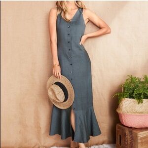 Garnet Hill NWT Linen Button-Front Maxi Dress